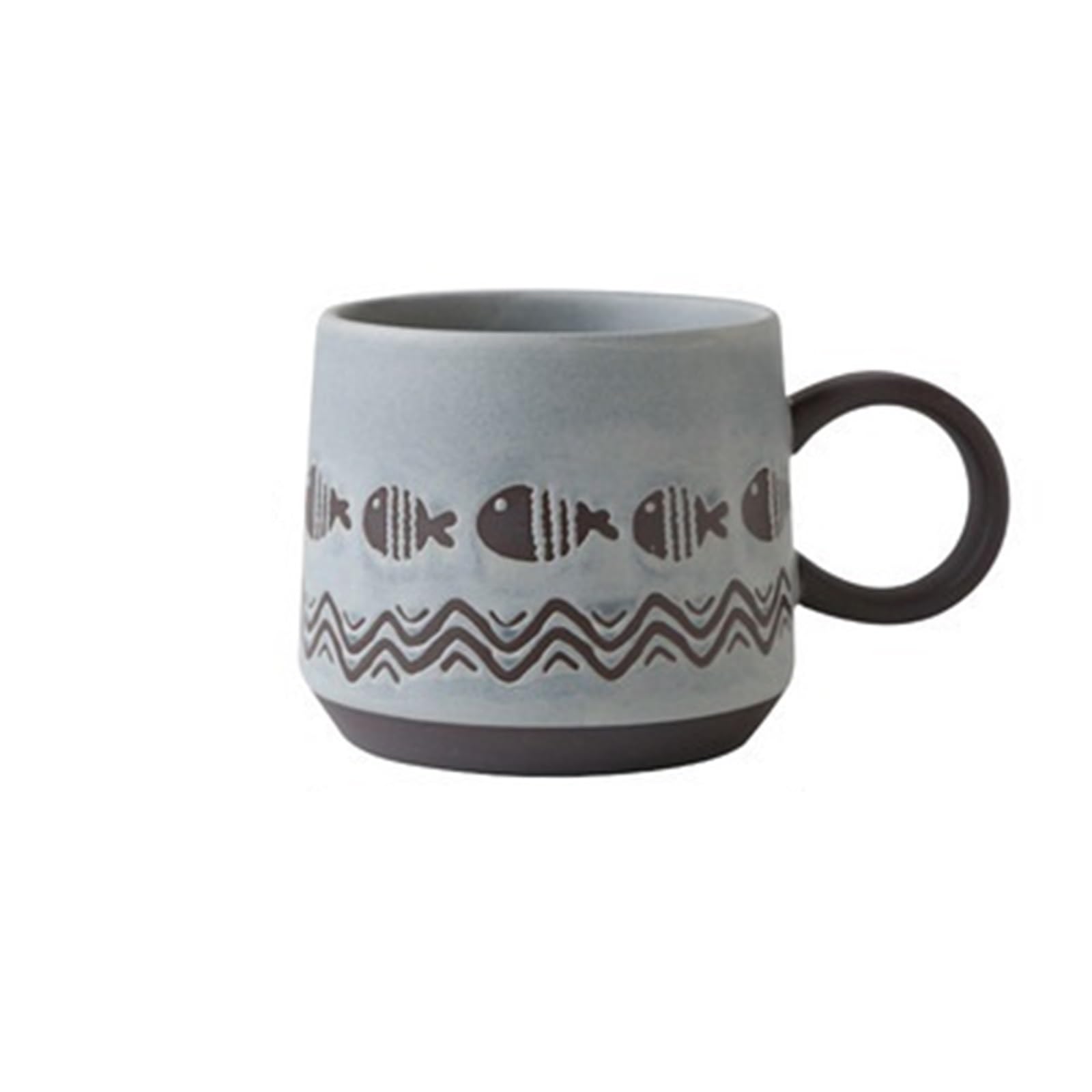 HLHLOP777 Coffee Mugs Vintage Patterned Stoneware Coffee Cup Restaurant/Café Oatmeal Breakfast Mug 450ml Coffee Cup