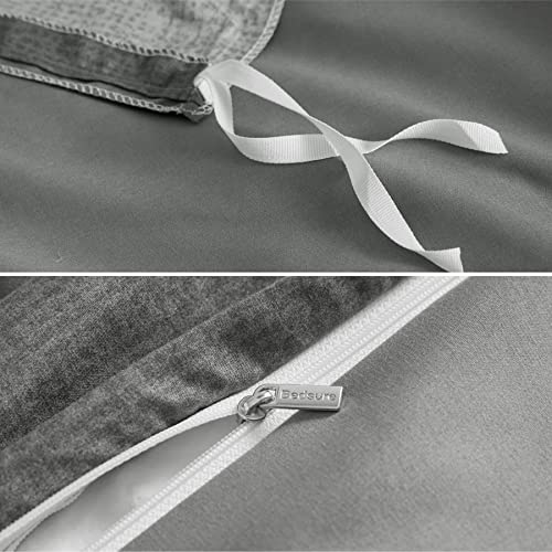BEDSURE Ropa de cama de 200 x 200 cm, 3 piezas, funda nórdica de 200 x 200 cm, con 2 fundas de almohada de 80 x 80 cm, con certificado Öko-Tex reversible, diseño de rayas grises con cremallera - imagen 3