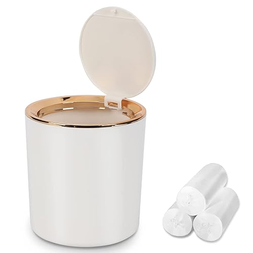Miniatura 1 de Aiabaleaft Mini bote de basura con tapa y 60 bolsas de basura, pequeño cubo de basura para encimera de escritorio para dormitorio, oficina, cocina,