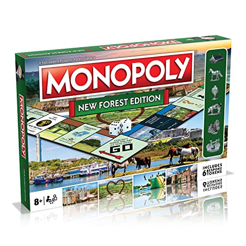 Winning Moves New Forest Monopoly - Jogo de tabuleiro para recolher uma oportunidade ou um cofre comunitário, tenha cuidado com impostos, prisão e falência e mude o seu caminho para o sucesso, é um