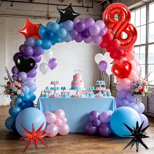 Image of TONIFUL 8th Birthday Balloons Kit 40 Inch Red Large Number 8 Foil Balloon