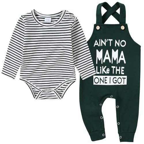Image of ZOEREA Baby Boy Clothes Long Sleeve Overalls Infant Newborn Bodysuit Christmas Outfit Fall Winter Stripe Romper Pants
