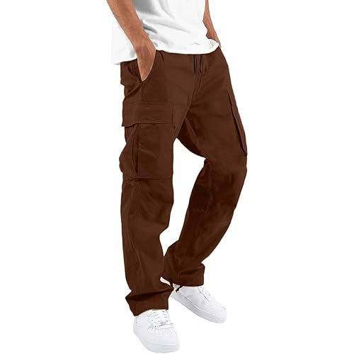 Cargo Pants for Men,Men's Heavyweight Sport Fleece Sweatpants Athletic Workout Jogger Pants Drawstring Trousers