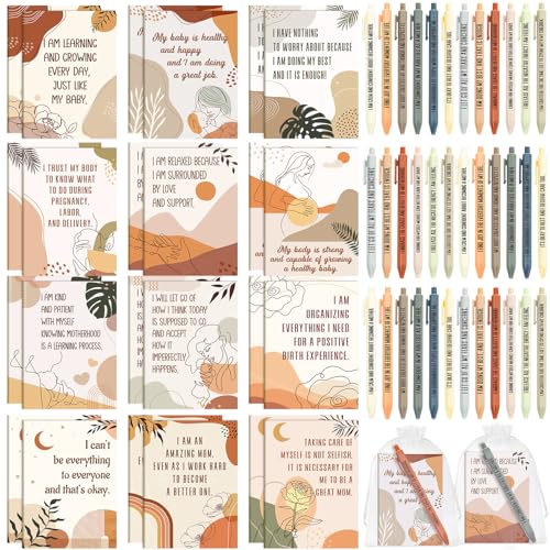 Image of Mooliwe 24 Pcs Positive Affirmation Gift Set Gratitude Notebooks with Pens Small Bags Motivational Encouragement Notepads Daily Affirmations Journal for Women Stress Relief Self Care (New Mom)
