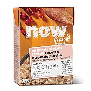 Now Fresh Wet Cat Food, 6.4 oz 24 Ct – Grain Free Wet Cat Food – Minced Chicken Recipe with Bone Broth Gravy for Cats – Real Meat and Fish for Protein