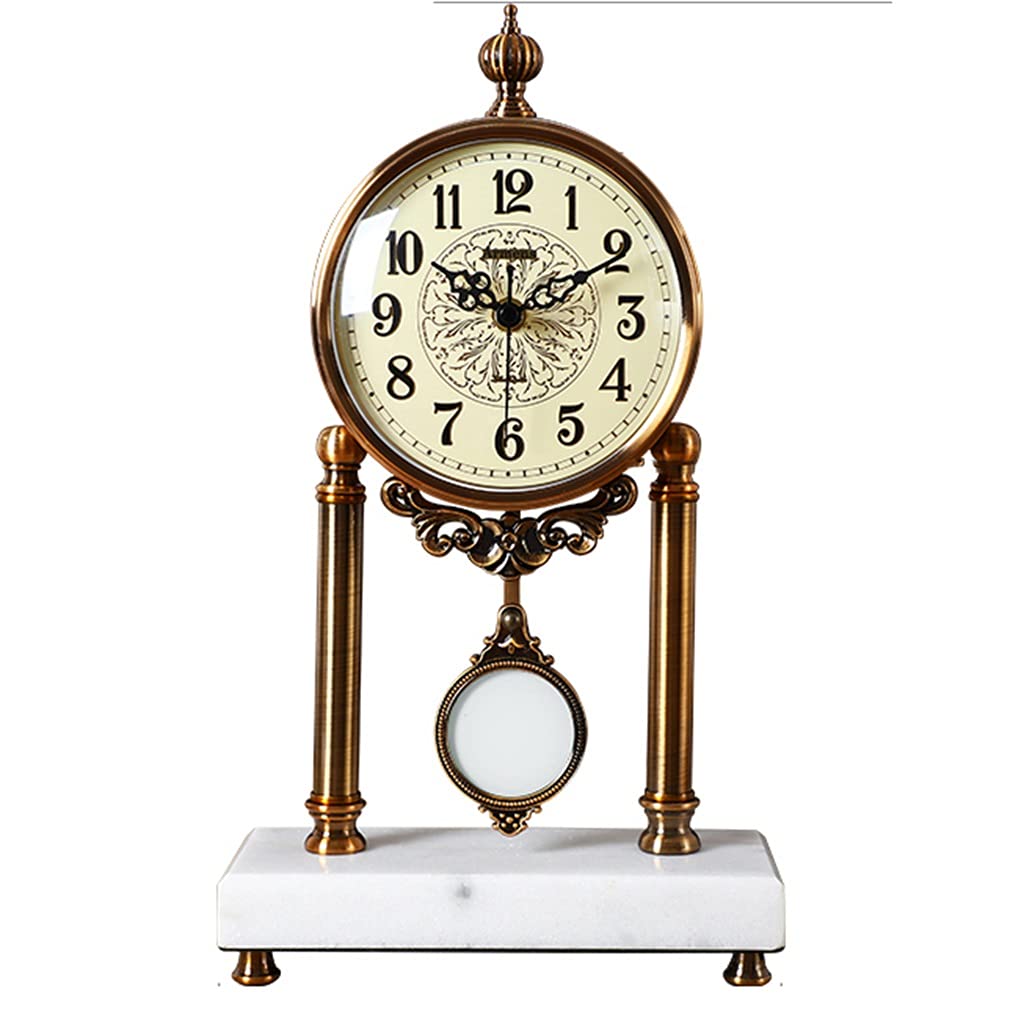Hrwly D Retro Table Clocks Vintage Silent Clock The For Living Room Ecorative Metal Classical Pendulum Esk(D)