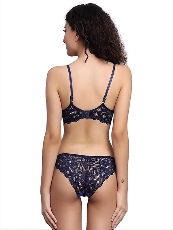 Image of Brachy Women's Padded Underwired Push Up Lingerie Bralette Floral Lace 2 Pieces Push up Bra & Panties Set