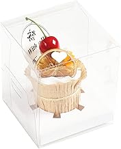 SINGOMON 20PCS Clear Mini Single Cupcake Boxes Small Gift Boxes Cupcake Carrier Individual Containers Bakery Boxes Gift Boxes Packaging Cupcake Boxes for Pastries, Cookies, Small Cakes, Pie, Cupcakes,Party Dessert Favors(3.7*3.7*4.3", No Ribbon)