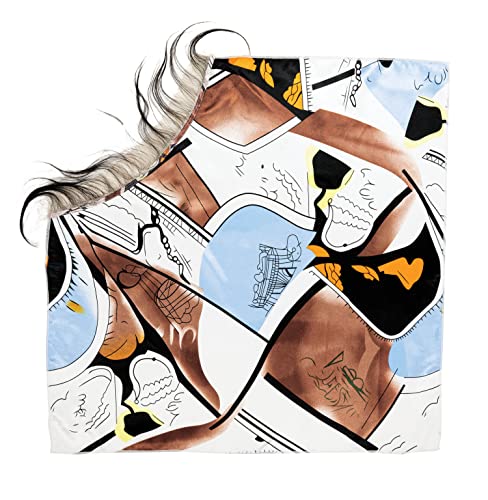 Janet Collection Melt LaFichu Edge Scarf with Baby Hair –Satin Head Wrap for Edge Style – Hand Knotted Scarf with Baby Hair