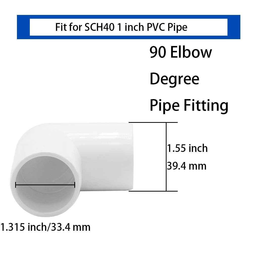 YSIL Conector de PVC de 2 vías de 90 grados de 1 pulgada para estructura y marco de PVC de bricolaje, se adapta a tubos de PVC Sch 40 de 1 pulgada (paquete de 20)