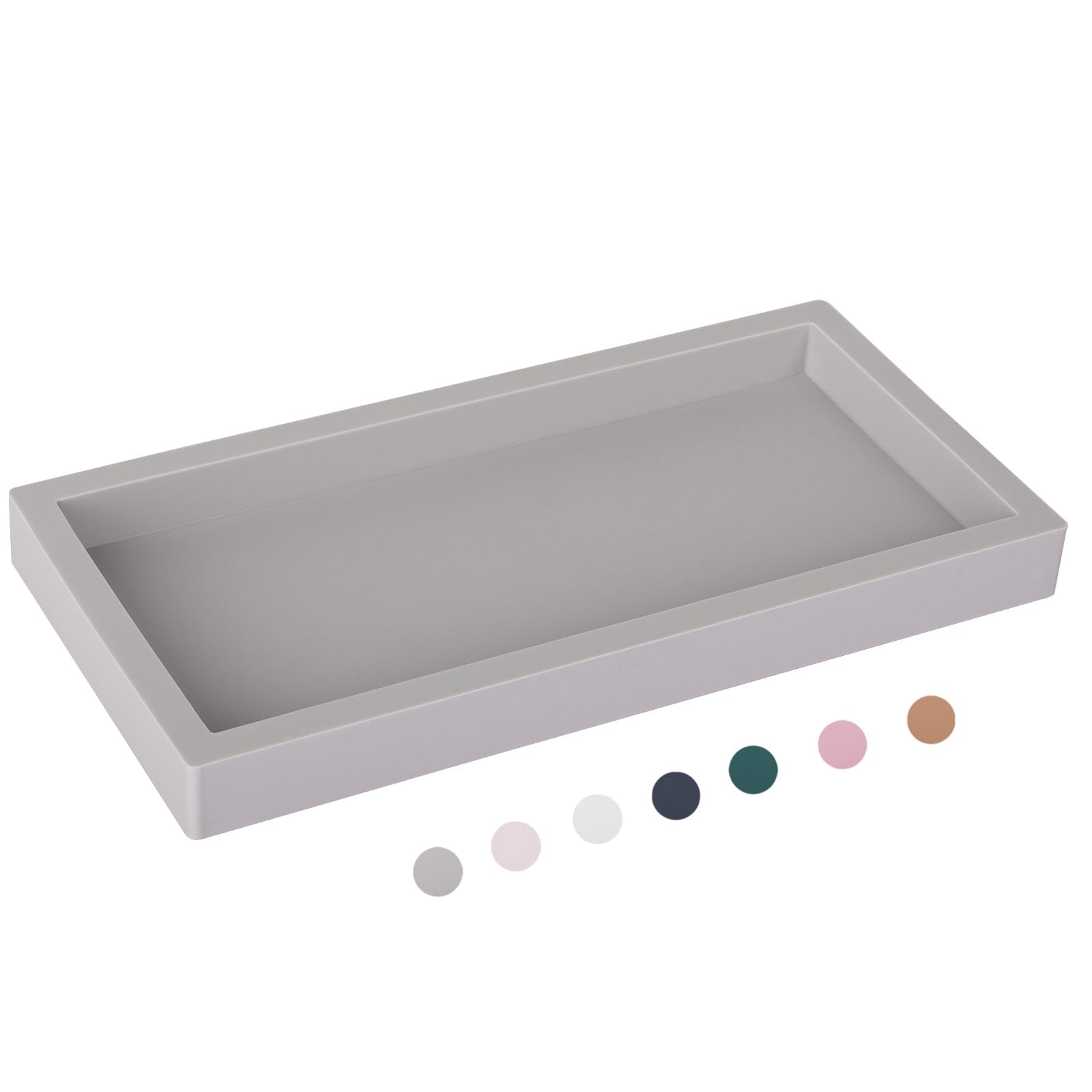 Bathroom Tray, Small Vanity Tray Silicone Soap Dish Sponge Holder Kitchen Sink Organizer Bathroom Accessories for Countertop, Toilet, Shower - Light