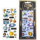 Premium 大人の図鑑 シール 【 天体編 】金箔 箔押し 高級感 豪華 宇宙シール 太陽系 コレクション 7RabbitRiograndeオリジナルステッカー付 【商標登録番号 第6667215】