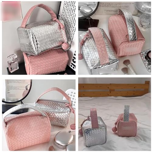 メイクポーチ 編み袋 化粧品収納ポーチ 旅行用リップブラシ収納袋 ハンドバッグ 大容量 週末の小旅行収納 粉っぽい