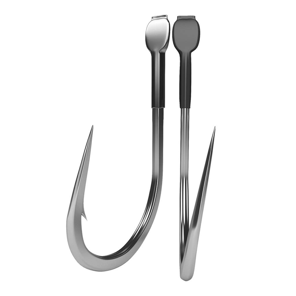Fishing Hook Tungsten Steel Forged Hook Sharp Fishing Hook Saltwater Freshwater Hooks Protective Rubber Sleeve and Crooked Mouth Design for Tuna, Catfish, Bass and More Saltwater or Freshwater Fishing