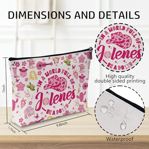 Pink Cowgirls Makeup Bag, Country Music Lover Gift Silky Lining Cosmetic Pouch, Western Country Pink Dolly Theme Gift for Women Country Music Fans2