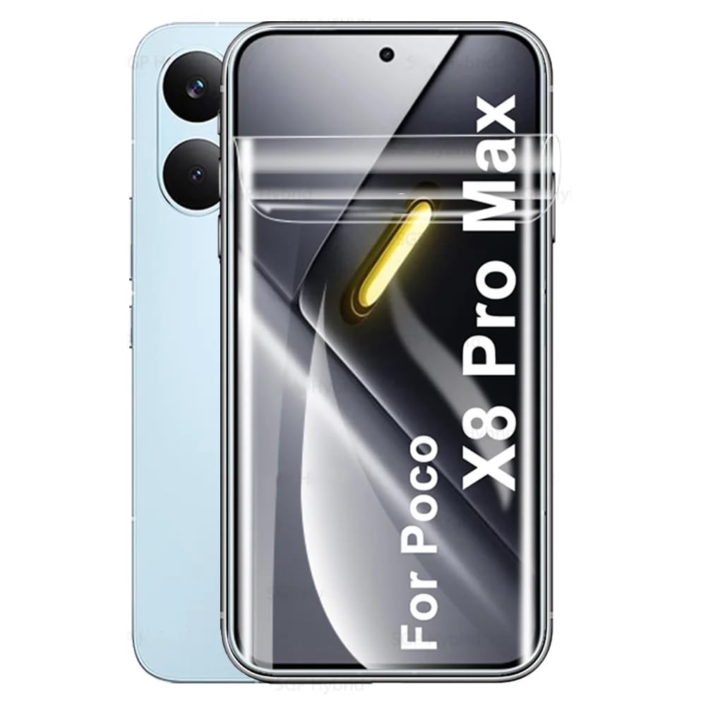 2pcs Flexible Hydrogel Film Compatible With Xiaomi Poco X8 Pro Max 5G 6.83" Front Screen Protector Transparent TPU Touch Sensitive Fingerprint Unlock Not Tempered Glass