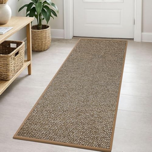 KMVIZI Tappeto Cucina Antiscivolo Lavabile, 45x150cm Tappeto Cucina Resistenti, Passatoia Assorbente in Gomma, Runner Facile da Pulire, per Sala da Bagno, Disimpegno, Pranzo, Lavanderia, Marrone