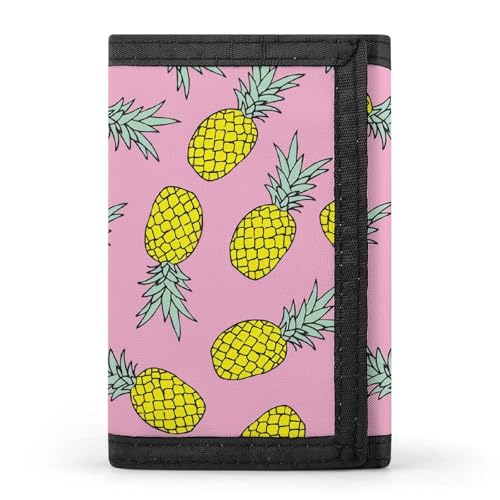 Pink Pineapple Three Fold Wallet Compact Stylish And Convenient to Carry - Main Image