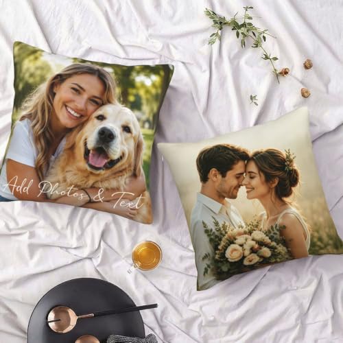 Custom Pillow Cover with Picture & Text - Personalized Throw Pillow Covers, Customized Pet Pillowcase, Personalized Photo Gifts for Family Couples, 16x16Inch - Optional Filling - Image 5