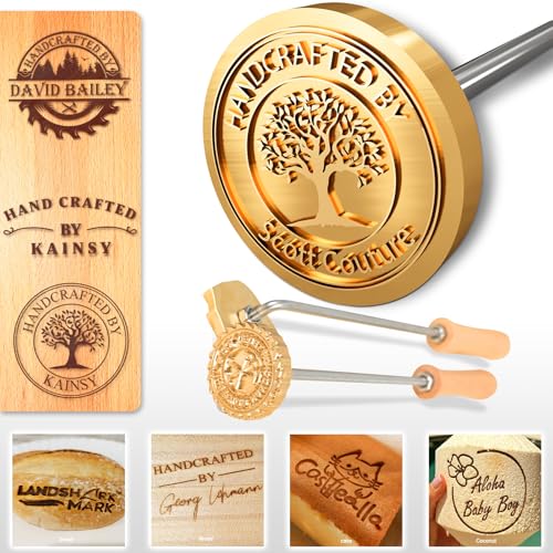 KAINSY Custom Wood Branding Iron, Personalized Metal Branding Iron for Food Leather Steak, Wood Burning Marker Stamp with Your Logo Design, Flame Heated Stamp for Wedding Handcrafted Gifts(1 inch)