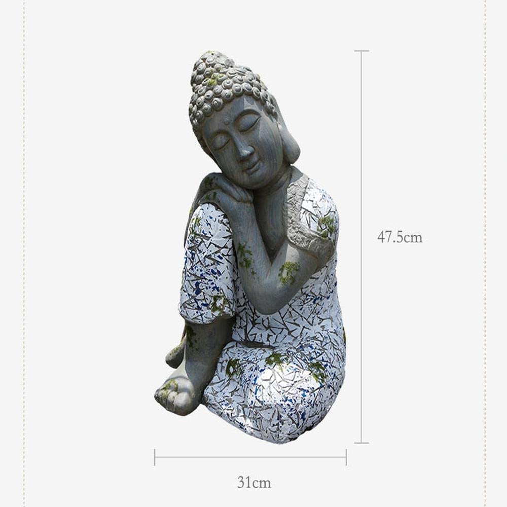 Figurín para jardín,Escultura de Adorno de jardín Escultura de jardín Estatuas al Aire Libre Creative Sleeping Buddha Courtyard Crafts Feng Shui Buddha Garden Ornaments 31 * 47.5CM