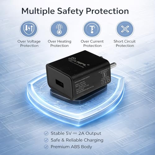 Image of LRIPL 5V 2A Mobile Charger Adapter Wall Charger | USB Power Adaptor | 10 Watt Wall Charger Compatible with Smartphones, Headphones, Speaker and Many Deivces - Bis Certified