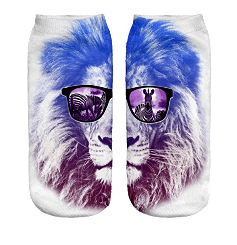 Ferocity Calcetines divertidos tema de deporte de los modelos lindo de algodón de colores 3D Funny Colore Leone Color Lion [001]