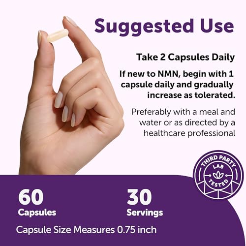 Image of NMN Complex 1,000mg Per Serving, 60 Veggie Capsules | 10-in-1 with Nicotinamide Mononucleotide, Vitamin C, Resveratrol, CoQ10, TMG, Quercetin, & Glutathione | NAD+ Supplement Precursor | Filler Free