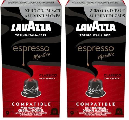 Image of Lavazza Espresso Maestro Classico, Aluminium Nespresso Compatible Coffee Capsules | Pack Of 20 | Intensity 9 | 57 Gram