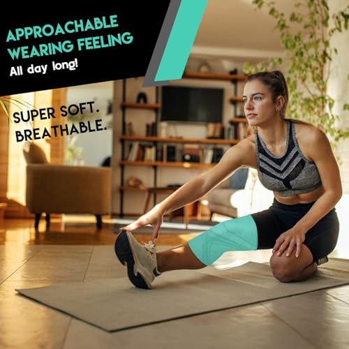 BOODPET Kniebandagen Damen Herren 2er-Pack – Atmungsaktive Kniebandage mit Anti-Rutsch & Gelenkstütze – Knieschoner zur Schmerzlinderung für Fitness, Laufen & Training – Größe L – Farbe Grün
