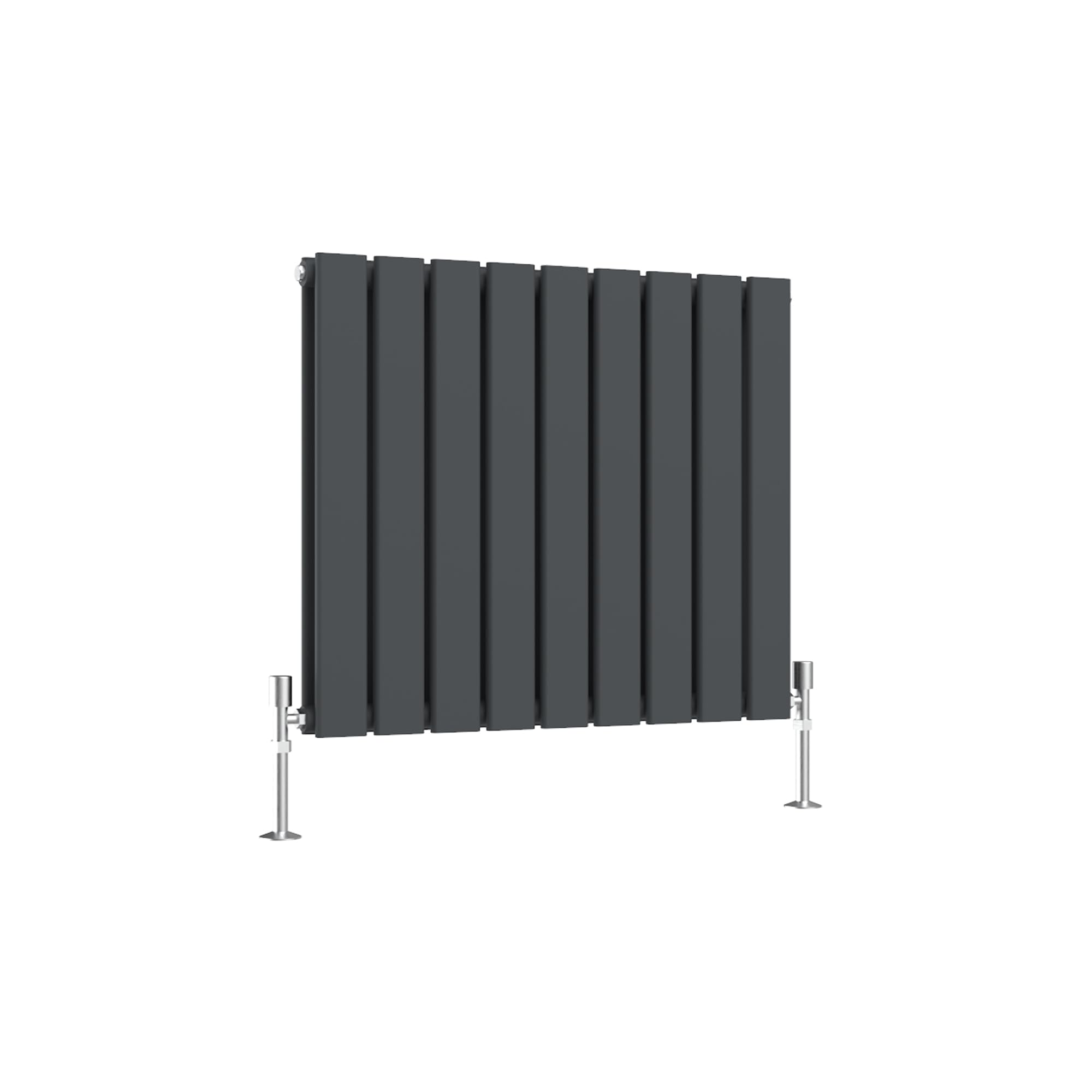 SLINE SANITARY Anthracite Flat Panel Designer Radiator 600x612mm Horizontal Double Column Wall Mounted Central Heating Radiator for Bathroom & Living Room