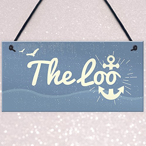 RED OCEAN The Loo Bathroom Signs Seaside Plaques Nautical Gift Shabby Chic Vintage Home Decor - Image 4