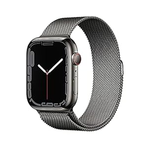 Apple Watch Series 7 (GPS + Cellular, 45mm) smartwatch – kast van grafietkleurig roestvrij staal – Grafietkleurig Milanees bandje. Conditie bijhouden, Saturatie-app en Ecg-app, waterbestendig