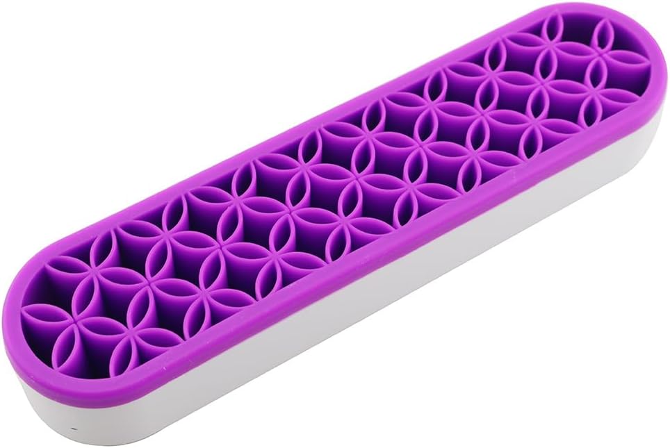 ZYAMY Multifunctional Cosmetic Brush Organizer Silicone Storage Holder With Slots For Eyeliner And Pencils Desk Organizer In Purple For Sewing Tools Scissors Glue And Sundries Storage