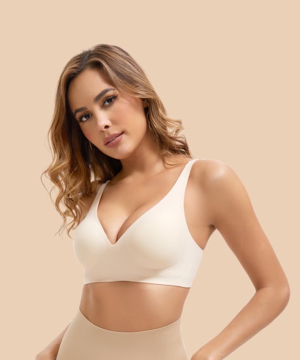 ANAISSA Sujetador Sin Aros con Realce Soft Stretch 2Ud. Sujetador Push Up Invisible con Copas Extraíbles. Sostenes de Mujer Sin Costuras. Sostenes de Mujer Sin Aros. Máximo Soporte y Comodidad