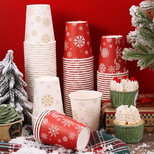 NatNarr 100 Stück Glühweinbecher, 266 ml Weihnachts-Einweg-Pappbecher – Ansicht 3