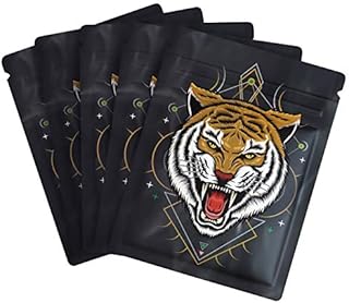 60 PCS Mylar Bags Resealable Pure Aluminum Ziplock Bags Reusable Food Storage Bags for Foods, Candy, Accessories (7.8 x 10.3cm, Tiger)