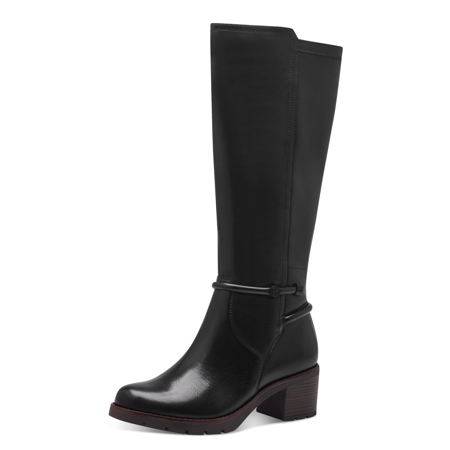 Tamaris Comfort Women’s Tall Boots with Heel Elegant Block Heel , Black, 6,5 UK