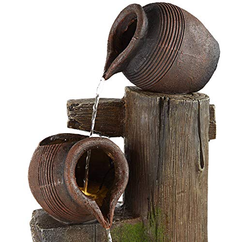 Four Jug 39 1/4" High Large Rustic Indoor Outdoor Decor Faux Stone Floor Fountain with Light LED Waterfall Cascading Standing Water Feature for Outside Garden Patio Yard Backyard - John Timberland - Image 6