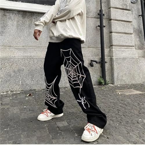 Y2K Spider Graphic Pants for Women and Men - Goth Baggy Unisex Jeans Wide Leg Jeans with Pockets, Casual Streetwear2