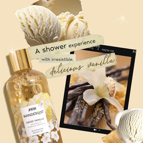 Image of Nykaa Wanderlust Swiss Vanilla Shower Gel, Vanilla & Cedarwood Fragrance, Rejuvenating Body Wash, Hydrating Formula, Vegan & Cruelty-Free, 250ml