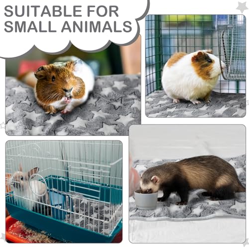 Image of Reginary 4 Pcs Waterproof Guinea Pig Blankets Washable Small Animal Fleece Bedding Absorbent Guinea Pig Cage Liners Reusable Pet Pee Pad Sleep Mat for Hamster Ferret (Gray Star,24 x 16 Inch)