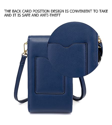 Image of myfriday Small Cell Phone Crossbody Bag, Multi-pocket & 6 Card Slots | 6 card slots, multi-pocket zipper layout and soft synthetic leather keep phone, lipstick, coins and keys ready outdoors