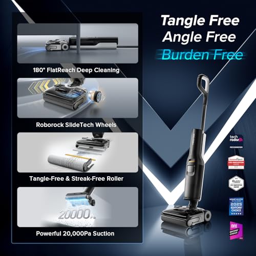 Image of roborock F25 ACE Cordless Wet Dry Vacuum Cleaner, Vacuum Mop All in One for Hard Floor, 20000Pa Hardwood Floor Cleaner with Zero Tangle, 194F Hot Air Flash Drying Electric Mop, 180 Lie Flat, WiFi