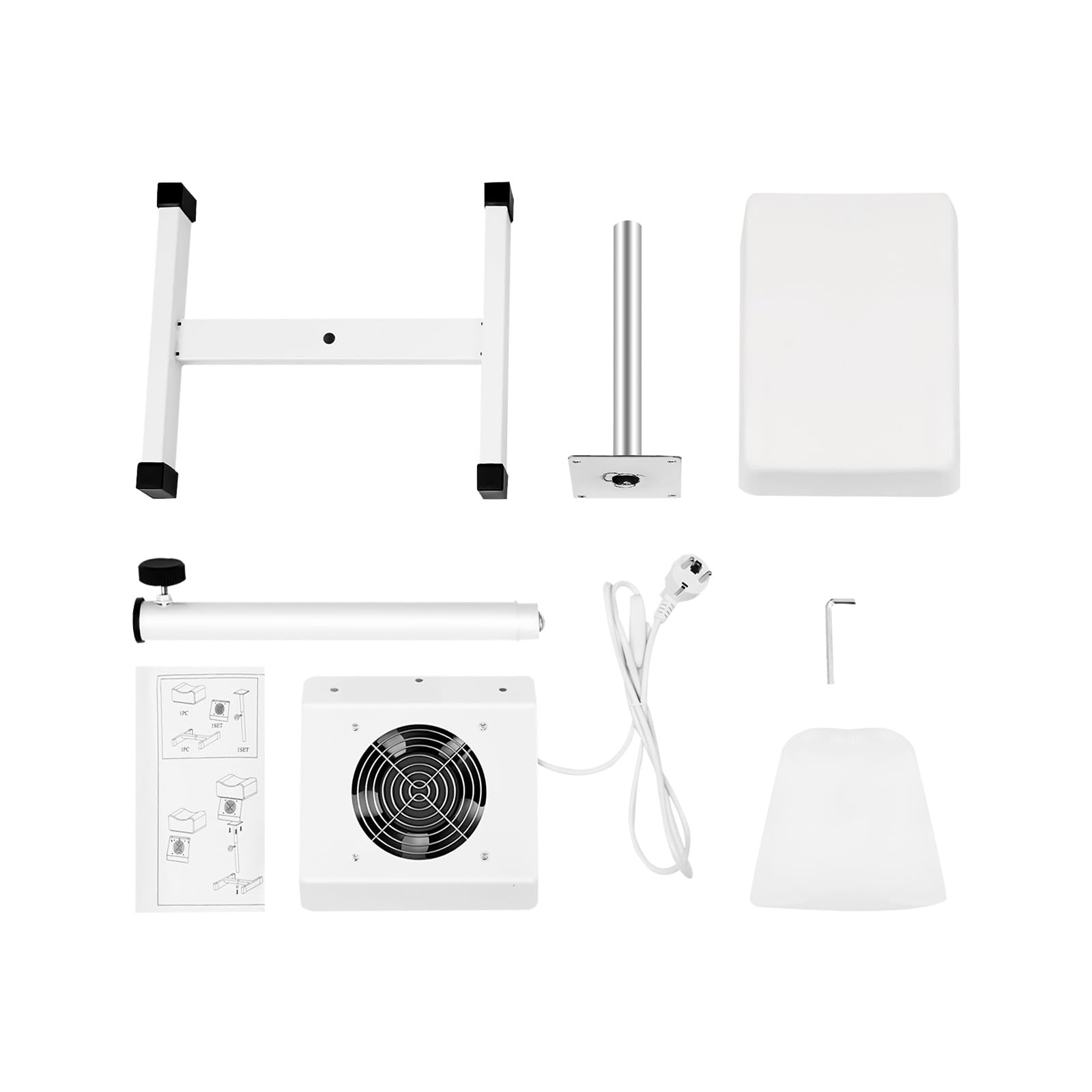 Taburete de pedicura blanco con succión – Silla de manicura y pedicura para salón de uñas, cosmética, silla de masaje ajustable para spa de pies, color blanco, para profesionales y salones