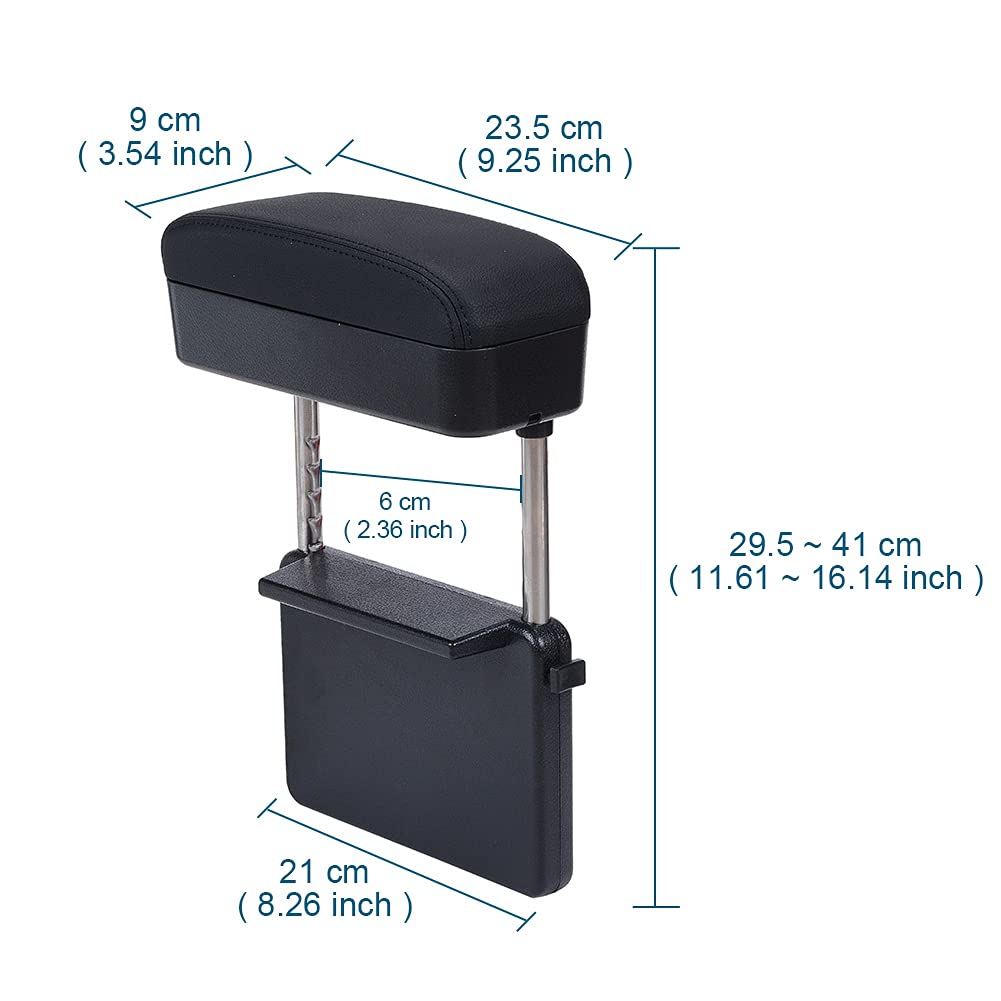 JSCARLIFE Organizador de consola central de coche, reposabrazos, caja de almacenamiento multifunción, soporte de soporte para coche, cargador inalámbrico de PU negro