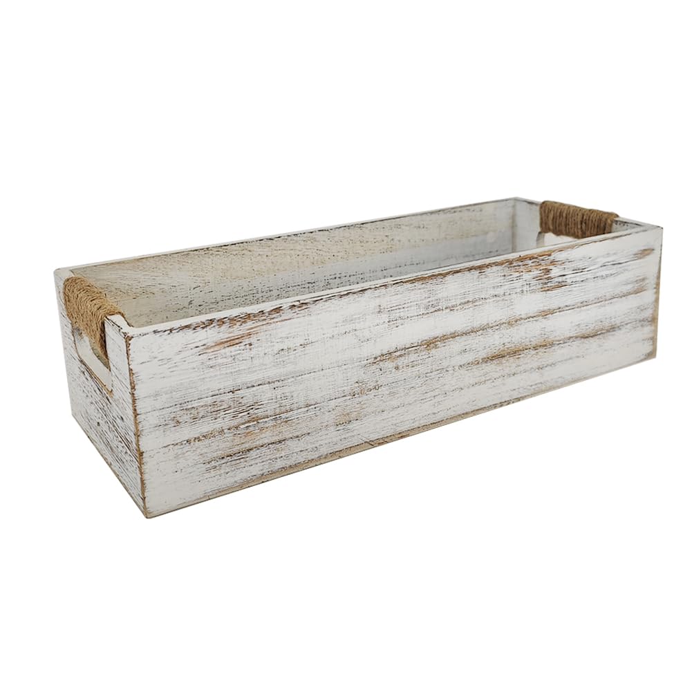 TNQNCFL Modern Home Guest Bathroom Essentials Toilet Paper Storage Toilet Basket, Various Small Items Ultra Deep Slot Separation Organizer, White Wooden Toilet Tank Tray for Bathroom