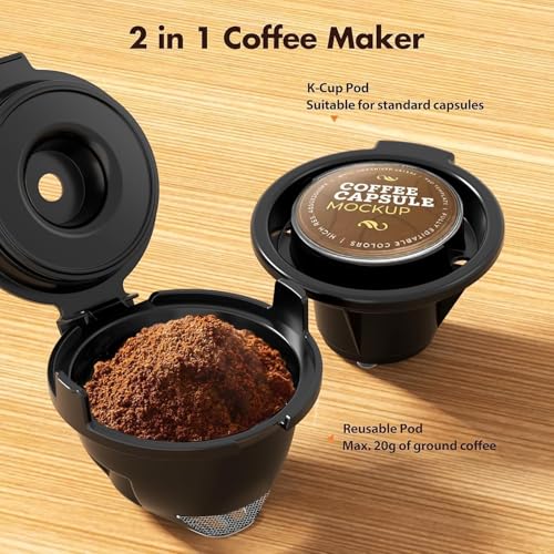Electactic Single Serve Coffee Maker, 2 in 1 Coffee Machine for K-Cup & Ground Coffee, 6 to 14oz Brew Sizes, Pod Coffee Makers with 40oz Removable Water Reservoir, LCD Screen, Self-cleaning, for Home - image 2