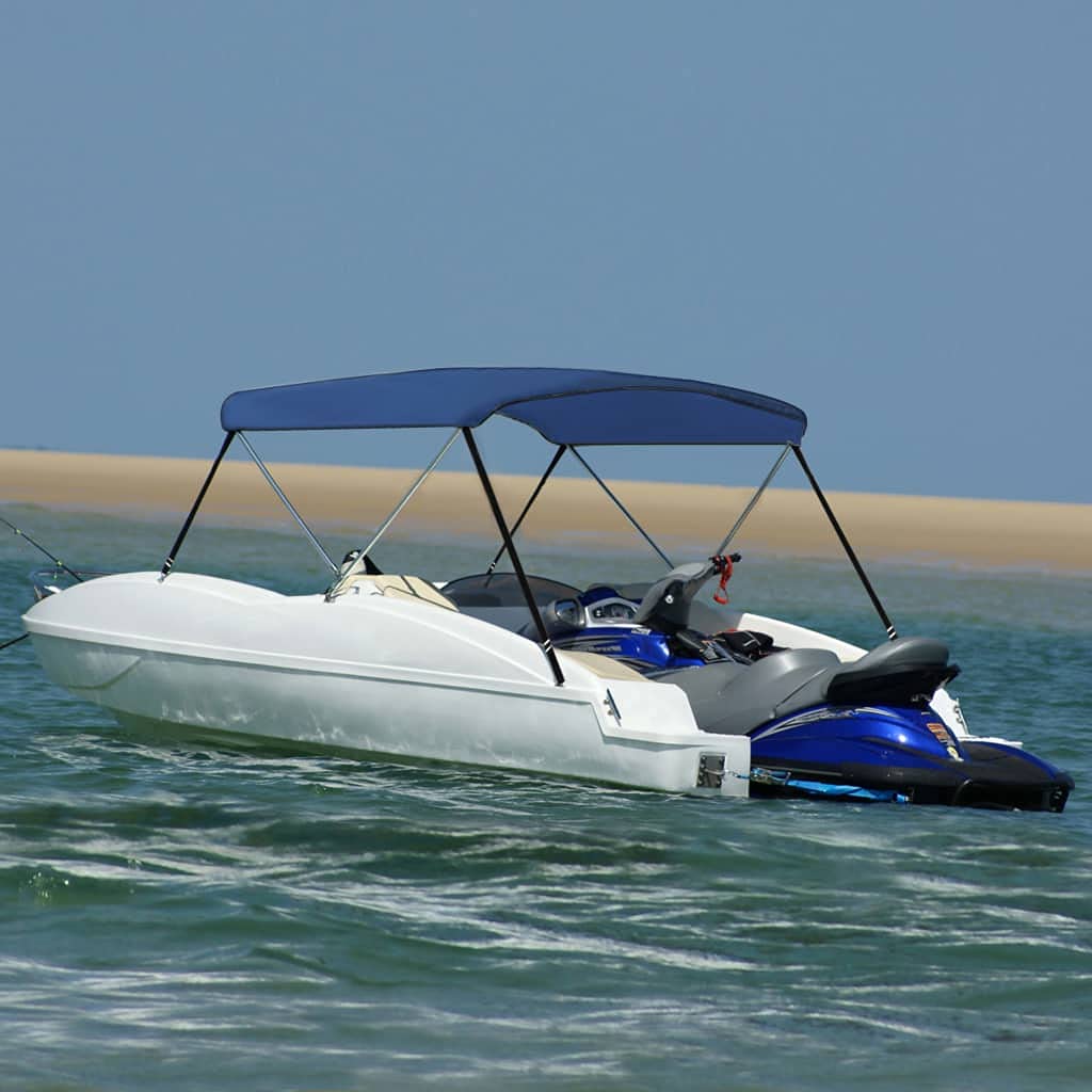 IKAYAA Tendalino per Barca Tendalino Bimini in Alluminio con Telaio in Lega di Alluminio Tendalino Parasole Impermeabile per Barca-Blu-180 x 130 x 110 cm