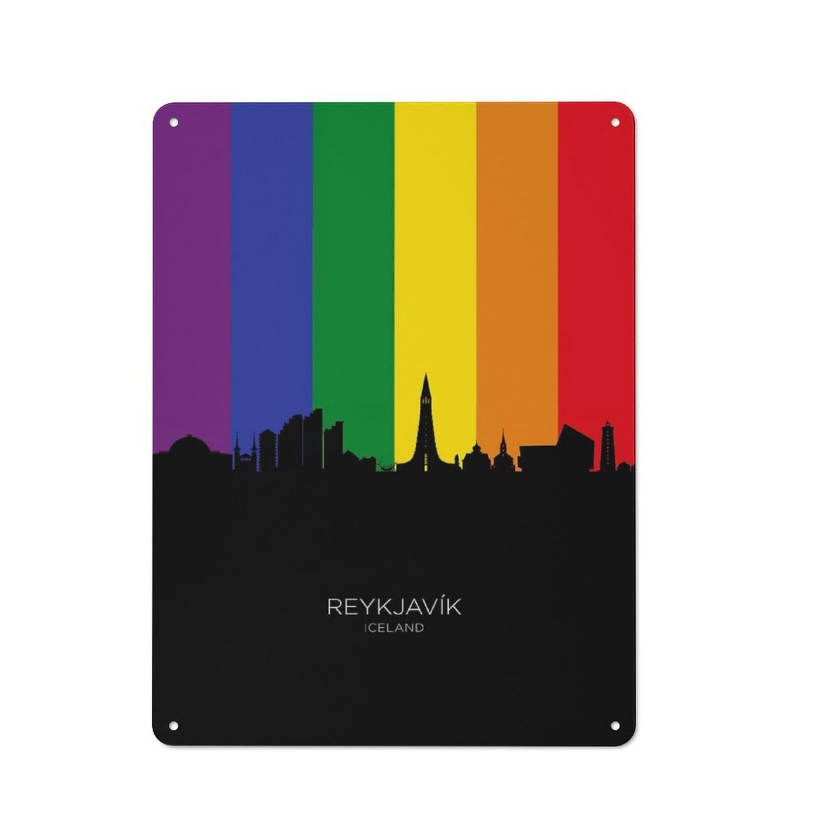 Junmoney Reykjavik Iceland Skyline Workshop Style Garage Metal Sign 40X30cm Featuring Industrial Wall Art For Garage, Hobby Room, Office Or Man Cave